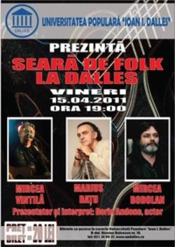 Seara de folk la Sala Dalles cu Mircea Vintila, Marius Batu, Mircea Bodolan