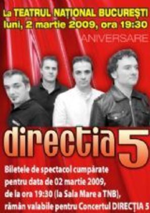 Directia 5 concerteaza pe 2 martie la TNB, in locul Iris