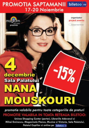 Bilete mai ieftine pentru concertul Nana Mouskouri!