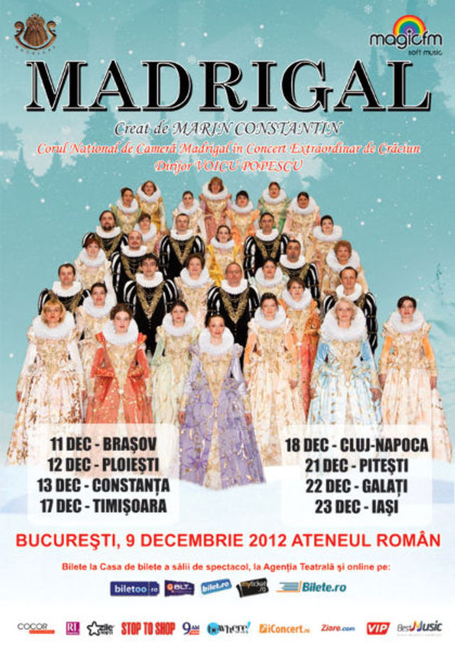 Colindele Corului Madrigal ajung in 8 orase din tara in luna decembrie