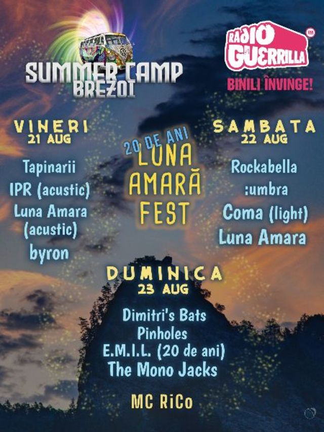 Luna Amara Fest - 20 de ani la Summer Camp Brezoi pe 21, 22, 23 august 2020