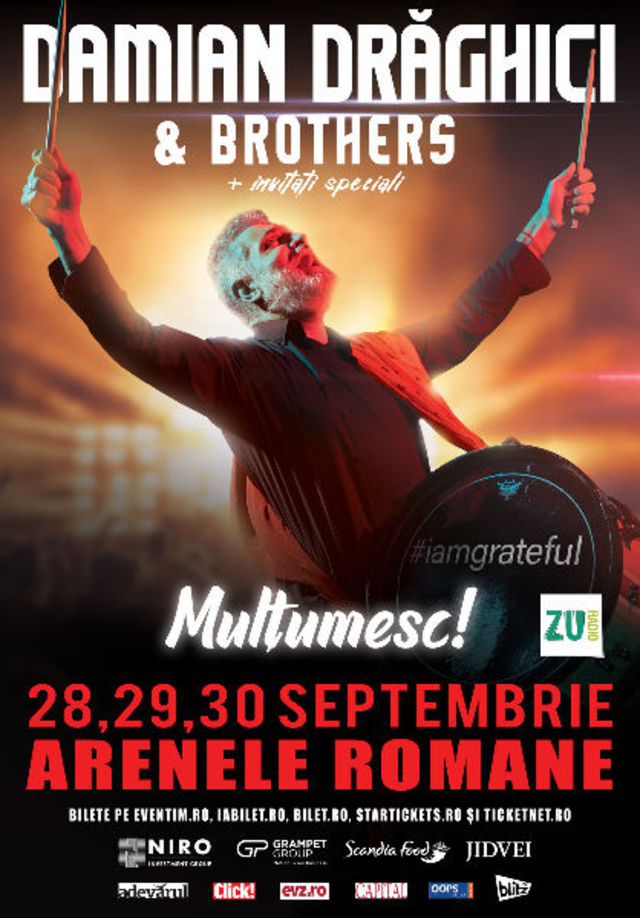Concertul Damian Draghici & Brothers „Multumesc! #Iamgrateful” va fi sustinut la Arenele Romane